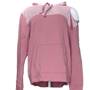 6. NWT Worthy Hunter McGrady Mixed Media Velvet Hoodie Mesa Rose XL